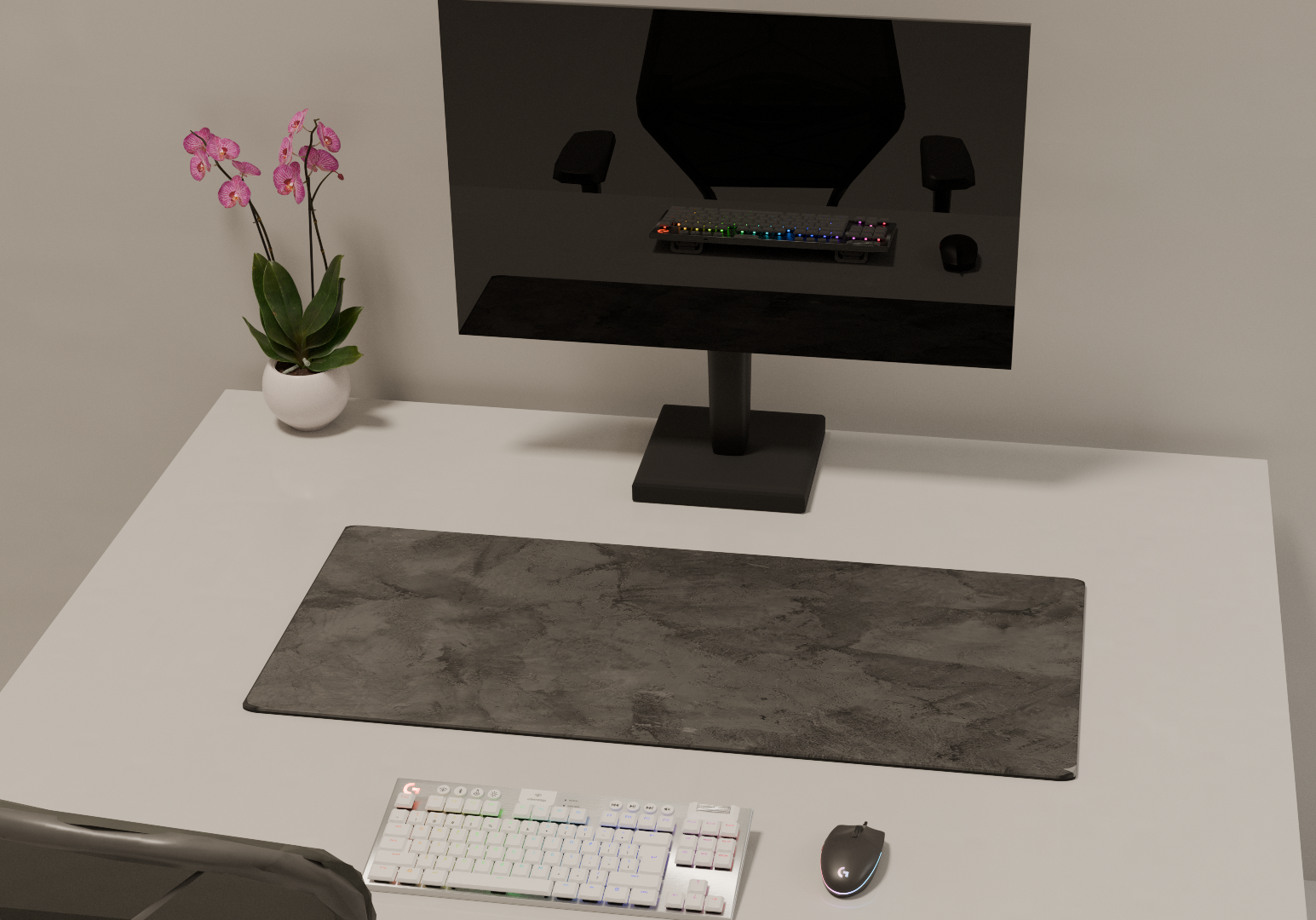 black and white rough gaming mousepad